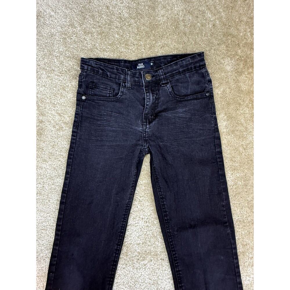 True Indigo Skinny Jeans Kids Size 12 Black Stretch Adjustable A527 - Picture 2 of 11